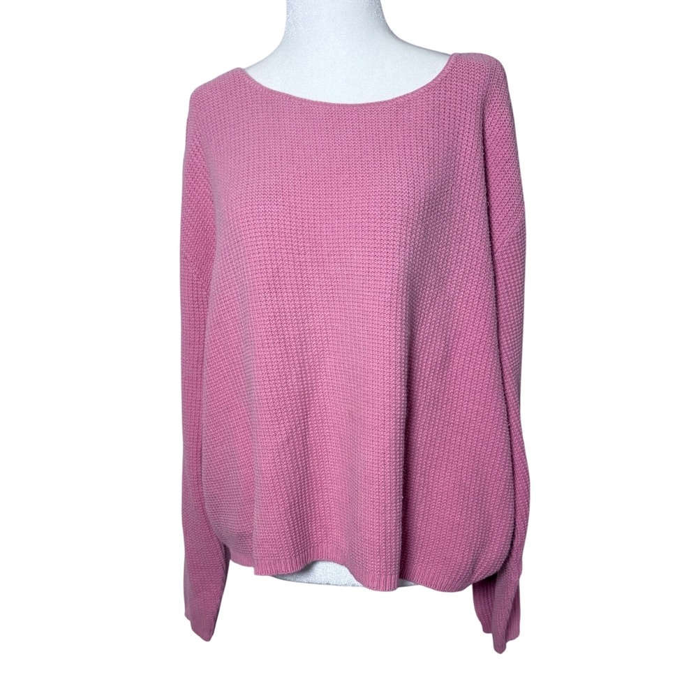 Vintage Cherokee Pink Cotton Shaker Knit Oversized Sweater Made USA